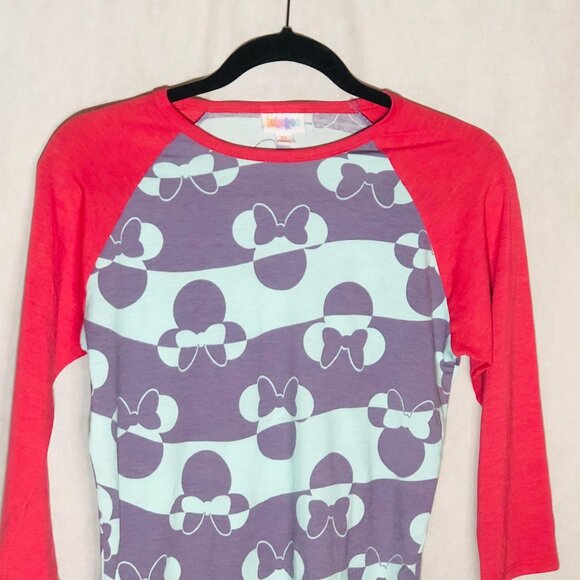 LulaRoe randy shirt Disney mid sleeve new with tags blue pink extra small READ - Picture 4 of 11